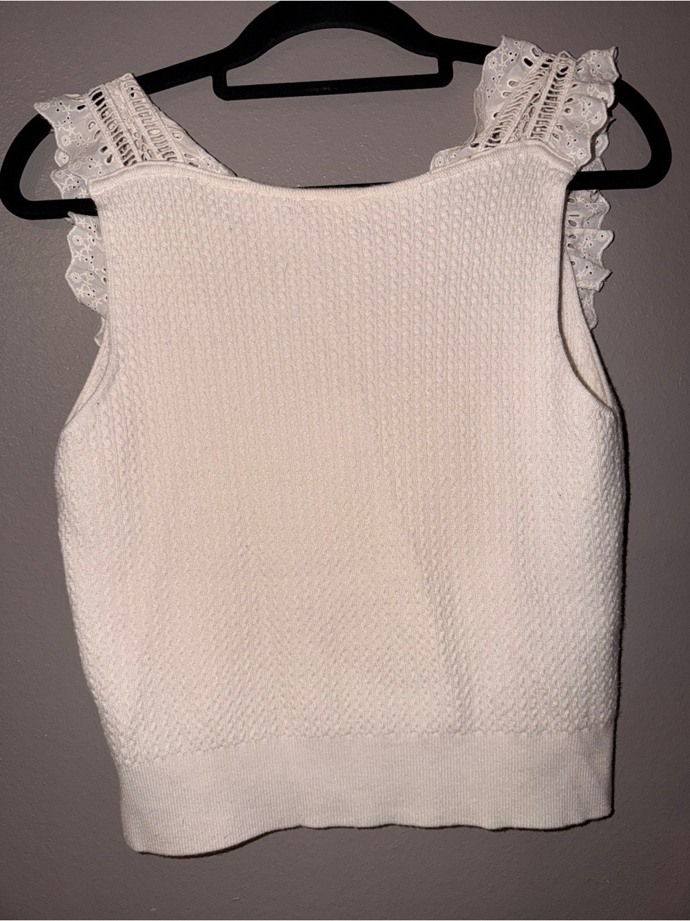 Pilcro Ivory Ruffle Eyelet Button-Front Tank - Picture 3 of 6